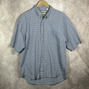 Halifax Shirt Mens‎ Size XL Blue Plaid Short Sleeves Button Down Collared Casual